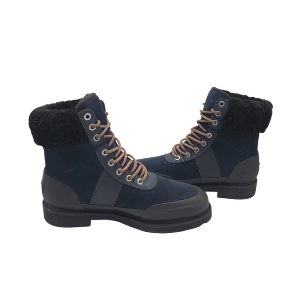HUNTER Womens 'Commando' Black/Navy Suede Waterproof Boots Sz 7 Sheep Fur Lined‎ - Picture 14 of 14